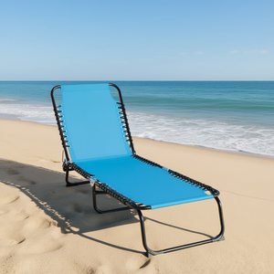 Chaise de plage pliable portable avec structure métallique et tissu en maille, chaise longue d'extérieur pour la plage, le camping et la pêche - Product Image 2