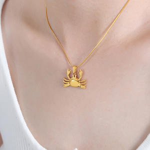 Joolim 18K Gold Plated Small Cute Animal <strong>Crab</strong> Bird Bee Eye Sea Horse Necklace Stainless Steel Tarnish Free <strong>Jewelry</strong> Wholesale - Product Image 5