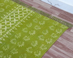 Organic Green Cotton Kilim <b>Rug</b> Handmade Luxury <b>Boho</b> Style Carpet Washable Non-Slip Travel Home Decor - Product Image 3