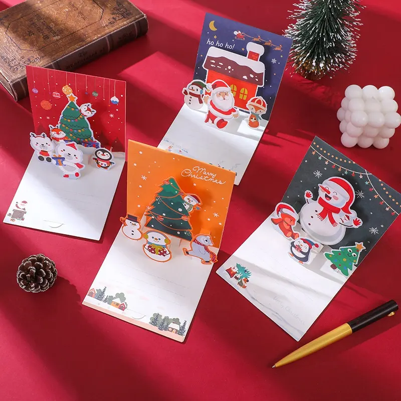 クリスマスカードはクリスマスのための封筒でバルク3D小さなグリーティングカードをポップアップします