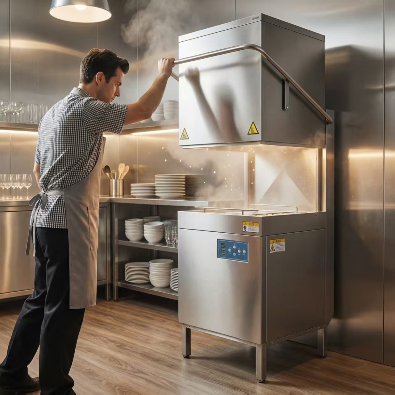 Electric Full-Automatic Top-Load Dishwasher | High-Power Smart Machine Energy Star Touchscreen Control 500 Commercial