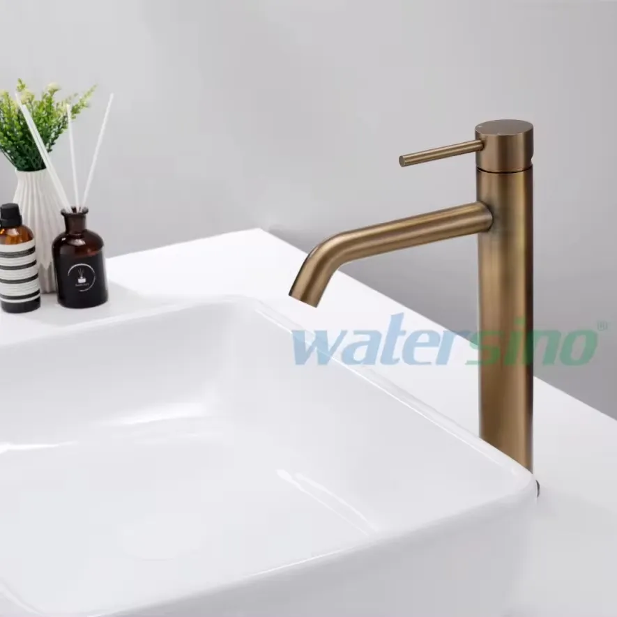 Rubinetteria australiana rubinetteria alta Pvd in ottone rubinetteria lavabo da bagno in oro spazzolato miscelatore