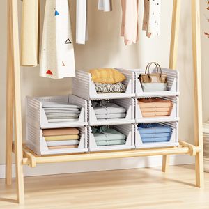 Bacs de rangement en plastique empilables et pliables en gros, paniers de rangement en plastique empilables pour vêtements et buanderie - Product Image 6