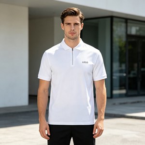 OEM short sleeve Men's Polo <b>Shirt</b>,<b>half</b> zipper pique mesh fabric Polo <b>Shirts</b> for Men,Custom 100% Cotton 350g high quality summer - Product Image 2