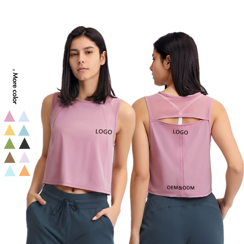 Xsunwing Solid Color Sportswear Blouse Loose Sleeveless Quick-drying Fitness Sports Gym Yoga Vest Exercise Tops for Women WDQ050