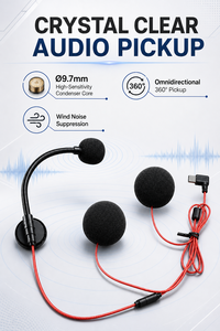 Zwarte bedrade headsetmicrofoon met ruisonderdrukking, condensatormicrofoon, communicatieset voor rijders - Product Image 3