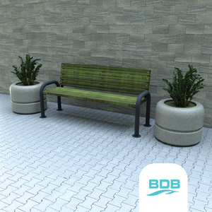 BDB P19 Durable Solid Wood Modern Patio <b>Bench</b> with Half Armrest Single-Sided Outdoor Furniture Made in Turkey - Product Image 1
