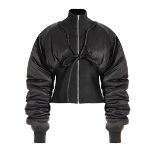 Nouvelle mode Unique <span class=keywords><strong>moto</strong></span> hiver chaud femmes vêtements dames vers le bas bulle culture veste bouffant femmes manteaux - Product Image 1