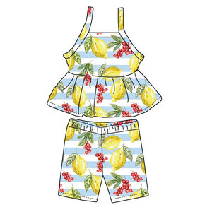 2025 Premium Baby <strong>Girl</strong> Summer Set Comfortable Fabric Lace Halter Top Pleated <strong>Shorts</strong> Children's Two-piece Set - Product Image 5