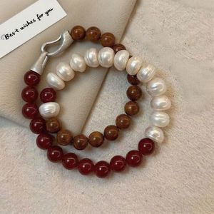 Bracelet en perles <span class=keywords><strong>d</strong></span>'eau douce chic et tendance pour femme, collier en agate de Cook avec chaîne en bambou – Fait main, personnalisé et très tendance - Product Image 3