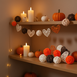 Bolas de mimbre de ratán, 48 Uds., orbes decorativos en forma de corazón para bodas, fiestas en casa, suministros para manualidades - Product Image 2