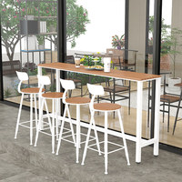 Table de bar haute moderne en WPC et métal pour extérieur, anti-corrosion, pour balcon, cour, salon de thé, café