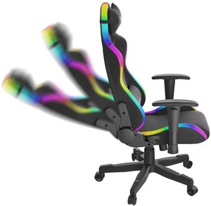 2025 prix usine <span class=keywords><strong>Pc</strong></span> course cuir ordinateur chaise de jeu ergonomique inclinable chaise de jeu avec repose-pieds Rgb Massage léger - Product Image 5