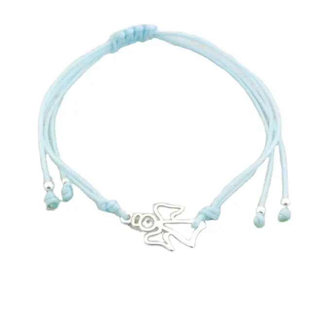 Cuerda de acero inoxidable ajustable para bebé, pulsera de ala de ángulo de plata, joya para niña, joyería de ala de ángulo de guarda