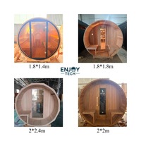 Sauna rond compact d'extérieur pour 2 personnes en cèdre rouge avec chauffage électrique 4,5 kW pour patio et balcon