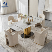 Losa de roca rectangular minimalista moderna, mesa de comedor italiana retráctil extensible, cocina, sala de estar, muebles de comedor