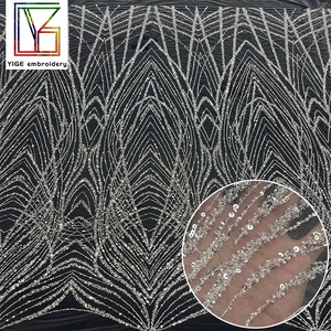 Luxe Bruids Kralen Kant Stof Trouwjurk Borduurwerk Tule Kraal Kant Stof - Product Image 1