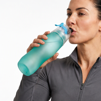 Bouteille d'eau de sport à large capacité, en plastique transparent écologique, avec logo personnalisé, colorée, à col étroit, avec pulvérisateur