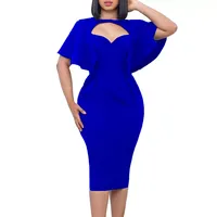 Robe crayon pour femme, design élégant et ajusté, idéale pour le bureau, disponible en blanc et bleu, vente en gros avec faible MOQ