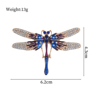 Venta al por mayor Libélula Broche Aleación Rhinestone Animal Pecho Flor Goteo Aceite Multifuncional Libélula Rhinestone Broche - Product Image 5