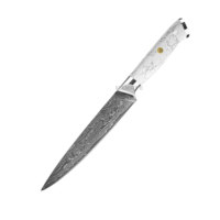 Couteau de cuisine professionnel en acier Damas KEENHOPE, couteau utilitaire portable japonais avec cœur en AUS-10, manche en résine turquoise blanche