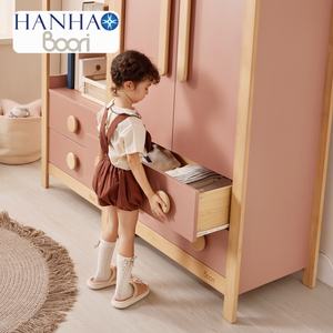 Boori setelan lemari pakaian anak portabel, lemari pakaian kayu 2 pintu, desain lemari pakaian anak kamar tidur bayi dengan 2 laci - Product Image 1