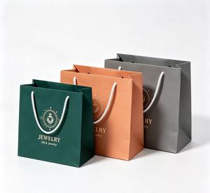 Wholesale custom color and size small paper jewelry gift bags with sturdy <b>rope</b> handle gift packing bag for Jewelry Store - Product Image 1