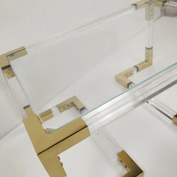 Table d'appoint moderne en verre avec plateau transparent, cadre en acrylique, miroir doré en acier inoxydable, table basse pour baie vitrée, table de chevet