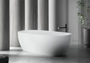 Banheira de acrílico artificial do banheiro, banheira de luxo do tamanho personalizado, branco artificial, sólido, banheira