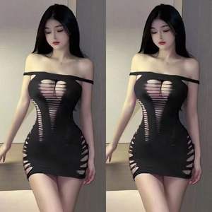 2022 <span class=keywords><strong>Beige</strong></span> robe serrée body résille combinaison bas de corps femmes Net pure Lingerie Mini jupe - Product Image 6