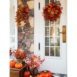 Couronnes artificielles surdimensionnées faites à la main pommes <span class=keywords><strong>de</strong></span> pin citrouille feuilles d'érable baies pour grand escalier décor château lieux palais - Product Image 2