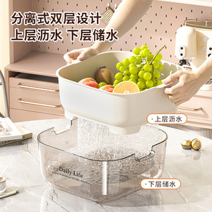 Escurridor de doble capa, herramientas de frutas y verduras resistentes a caídas para <span class=keywords><strong>cocina</strong></span>, sala de estar, Manual de <span class=keywords><strong>aluminio</strong></span> PP, diseño sostenible - Product Image 1