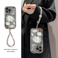 Transparent Blanc Epiphyllum Bracelet Galvanoplastie TPU Housse de Téléphone Portable Pour Iphone 8 X Xr Xs 11 12 13 14 15 16 Pro Max
