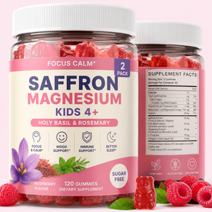 Gummies Saffron + Glycinate de Magnésium + Oméga-3 pour la Concentration et la Sérénité, Extrait de Saffron, <span class=keywords><strong>Basilic</strong></span> Sacré, Romarin, Durée de Conservation de 24 Mois, Marque OEM - Product Image 1