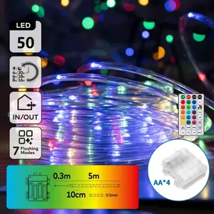 Batería 4AA - Cadena de luces RGB de tubo de 5 mm, 5 m, ideal para decorar interiores y exteriores en fiestas y eventos. - Product Image 1