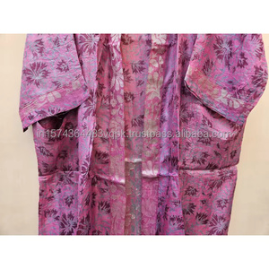 Handmade Vintage <b>Japanese</b> 100% Silk Kimono Robe Women Bohemian Floral Long Hand Embroidery Elastic Waist Luxury Loungewear - Product Image 2