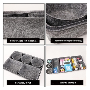 Boîtes de rangement en feutre avec couvercles pour tiroirs, organiseurs de bureau, boîtes de rangement pour loisirs créatifs, fournitures de bureau, stylos et notes - Product Image 4