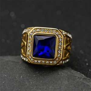 Vintage <b>Titanium</b> Steel <b>Ring</b> Gold Plated rainbow Gemstone <b>Ring</b> Jewelry - Product Image 6