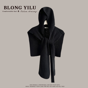 Howhot Design Sense Striped Knitted Hooded <strong>Shawl</strong> Women's Autumn Winter Warm Scarf Hat One-piece Outer Neck Protection 100% - Product Image 2