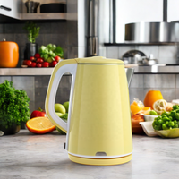 Bouilloire électrique sans fil à double paroi en acier inoxydable 2,5 L 1500 W, rotation à 360 degrés, maintien au chaud, portable, usage domestique, CE CB