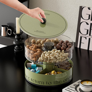 Luxury Rotating Candy Bowl With Lift Top For <b>Coffee</b> <b>Table</b> Storage 3 Tier Design Large Capacity Fruit Platter Organizer - Product Image 1