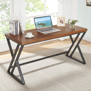 Escritorio de ordenador moderno de 1,52 m de largo para oficinas en casa, mesa de madera maciza y tubos de acero para trabajo administrativo y estudio para villas - Product Image 6