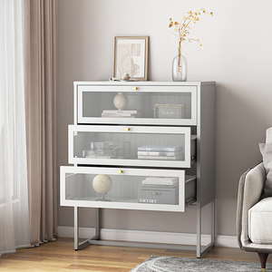 메타 L홈 오피스 거실 캐비닛 주방 사이드보드 수납장 책장 디스플레이 메쉬 도어 스틸 캐비닛 - Product Image 5