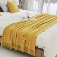 Couverture en tricot à franges de style nordique, idéale pour les hôtels, le camping et les canapés