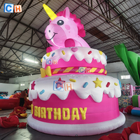 Gâteau d'anniversaire gonflable géant en forme de licorne, personnalisable, pour la décoration d'événements et de fêtes
