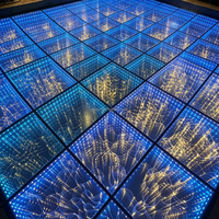 Dalles de sol LED 3D à effet abysse, avec miroir infini et éclairage filament, à assemblage magnétique, contrôle DMX, pour la location événementielle (banquets, mariages)