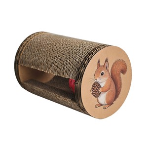Rascador para gatos cilíndrico corrugado y engrosado, resistente al desgaste y que no se desprende, juguete para gatos, cama para gatos integrada. - Product Image 3