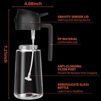 Distributeur et pulvérisateur d'huile d'olive 2-en-1 de 16oz avec capacité de 470ml pour bouteille d'huile de cuisine pour contrôler l'huile