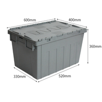 Offre Spéciale 600*400*360mm boîtes de rangement en plastique empilables emboîtables caisse recyclable avec couvercles attachés pour le déplacement et l'utilisation fourre-tout
