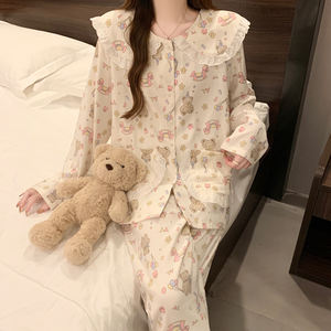 ชุดนอนแขนยาวผ้าฝ้ายเนื้อนุ่มสบายและทันสมัย รุ่นฤดูใบไม้ผลิและฤดูใบไม้ร่วง ชุดนอนน่ารักสำหรับผู้หญิง - Product Image 5